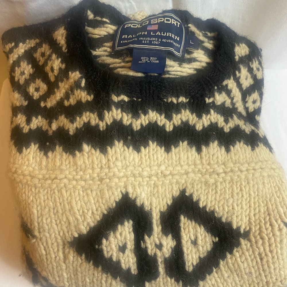Polo Sport Ralph Lauren 100% wool Sweater size L - Picture 7 of 8